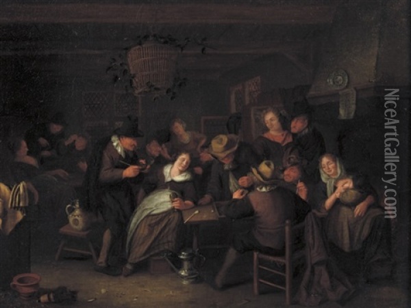 Peasants Making Merry In An Interior Oil Painting - Richard Brakenburg