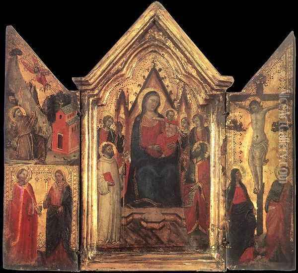 Madonna Enthroned with Angels and Saints 2 Oil Painting - Jacopo Del Casentino