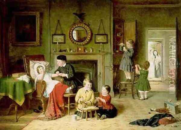 Playing a Doctor Oil Painting - Frederick Daniel Hardy