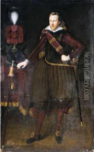 Portrait Of Captain Sir Michael Everid Oil Painting - George Geldorp