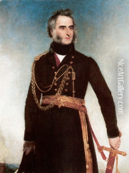 Portrait Of Sir Charles James Napier Wearing Uniform Oil Painting - Henry William Pickersgill