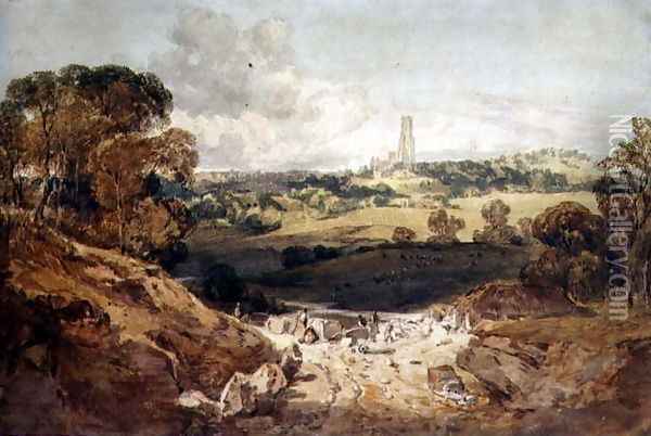View of Fonthill from a Stone Quarry, c.1799 Oil Painting - Joseph Mallord William Turner