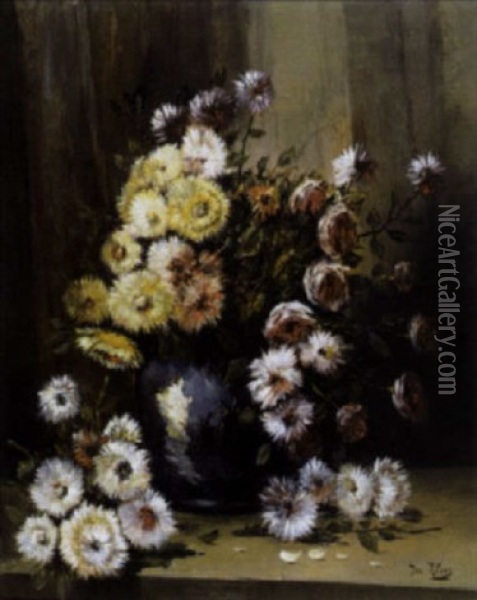 Stilleven Met Bloemen Oil Painting - Felicien Joseph Victor Rops