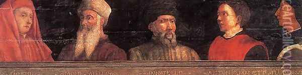 Portraits of Giotto, Uccello, Donatello, Manetti and Bruno Oil Painting - Paolo Uccello