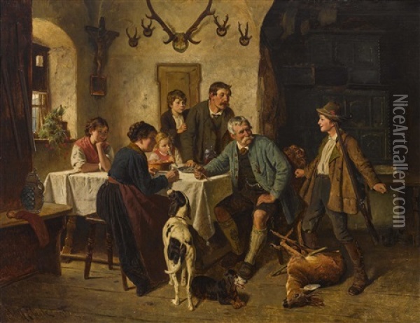 Der Erste Jagderfolg Oil Painting - Adolf Eberle