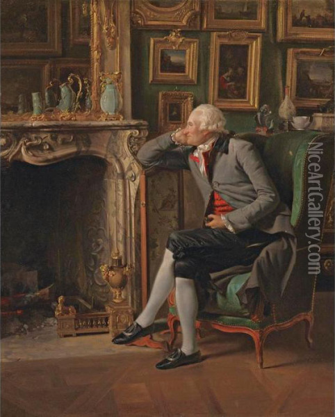 The Baron De Besenval In His 'salon De Compagnie' Oil Painting - Henri Pierre Danloux