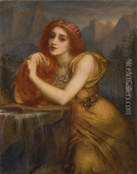 Lorelei, The Nymph Of The Rhine Oil Painting - Charles Edward Halle