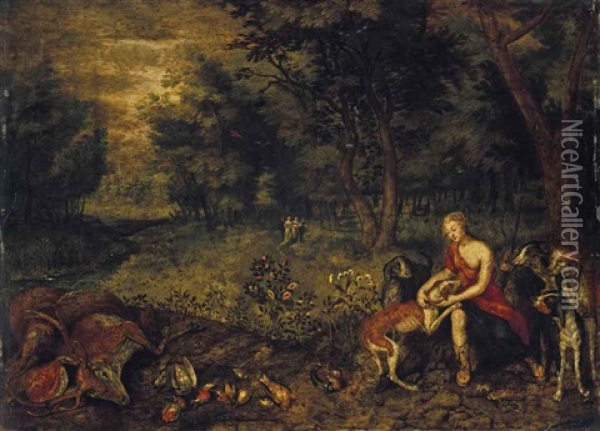 Diana Resting After The Hunt Oil Painting - Jan Peeter Brueghel