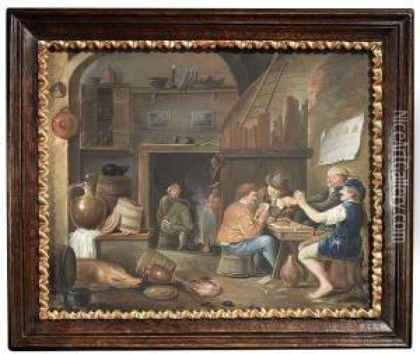 Peasants In A Hostelry. Oil Painting - Franz Joseph Textor