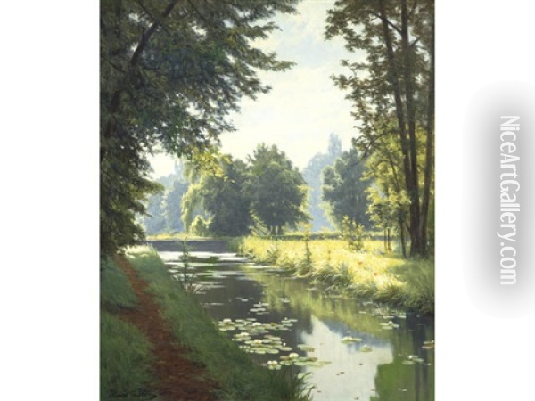 The Canal Oil Painting - Henri Biva