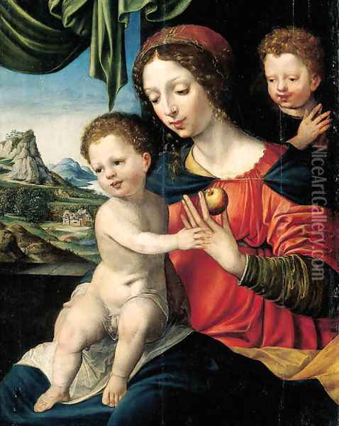 The Virgin and Child with the Infant Saint John the Baptist Oil Painting - Vincent Sellaer