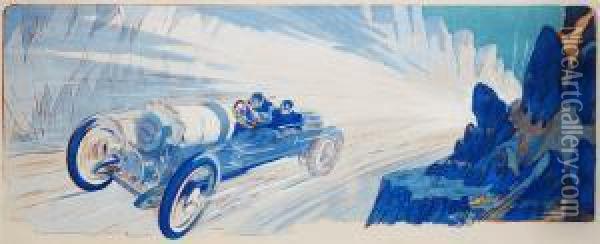 Rally Automobile Oil Painting - Ernest Montaut