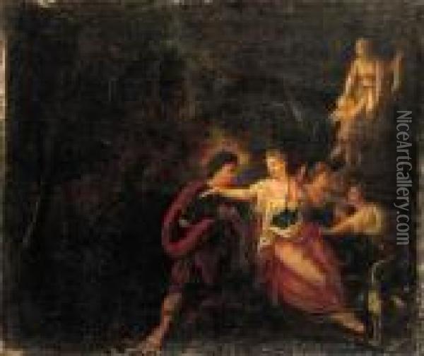 Diana And Actaeon In A Landscape Oil Painting - Sebastian Bourdon