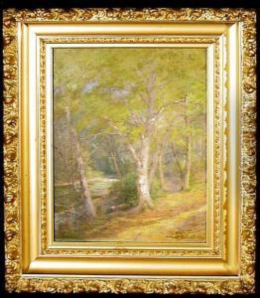 Path By The River, North Woodstock, New Hampshire Oil Painting - Edward Hill