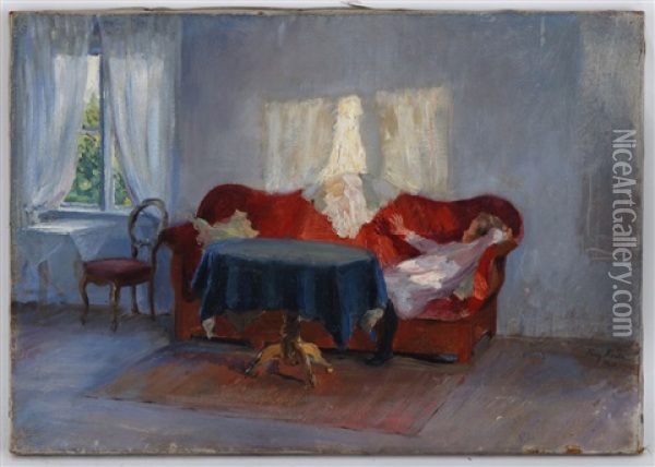 Le Divan Rouge Oil Painting - Fanny Ingeborg Matilda Brate