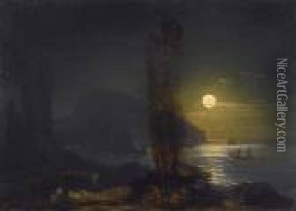 Ayu-dag In The Moonlight Oil Painting - Ivan Konstantinovich Aivazovsky