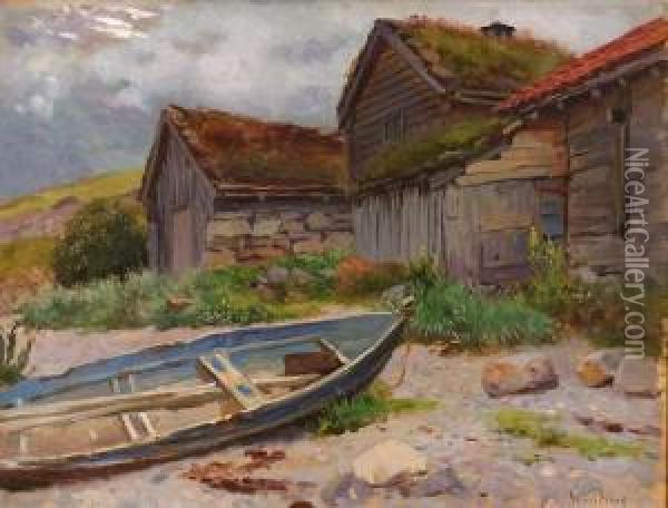 Robat Og Naust Oil Painting - Wilhelm Peters