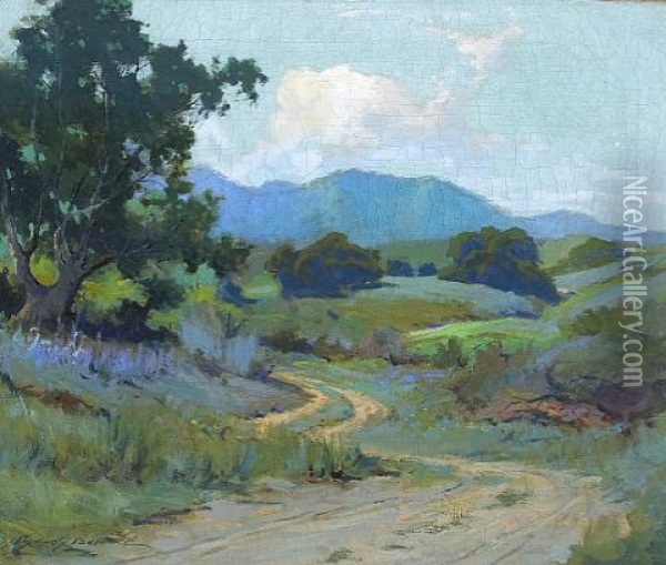 A Road Through The Larkspur Oil Painting - Sydney Mortimer Laurence