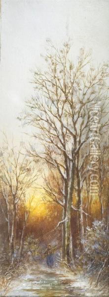 Autumn In The Viennese Forest. Oil Painting - Franz Josef Georg Illem