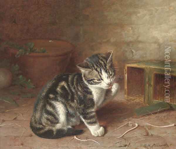 The naughty kitten Oil Painting - Horatio Henry Couldery
