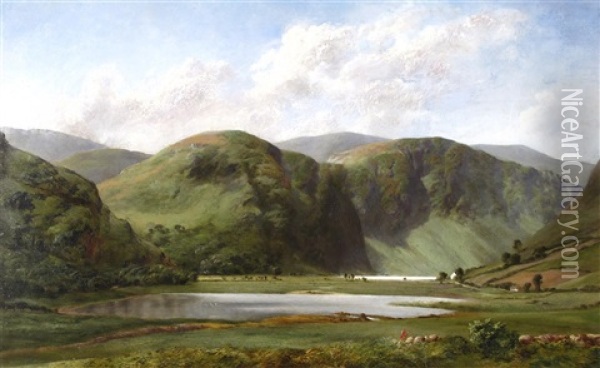 View Of Glendalough, Ireland Oil Painting - John Brett