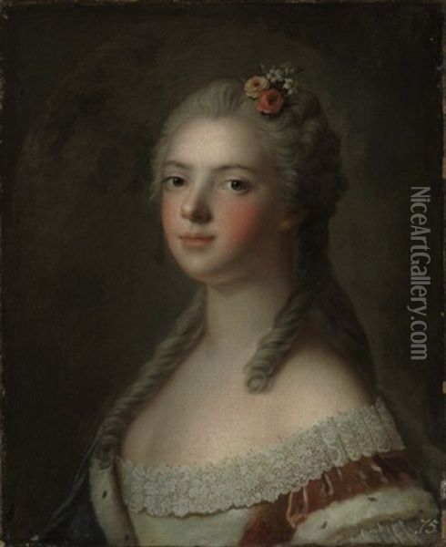 Portrait Of Madame Adelaide Oil Painting - Jean Marc Nattier