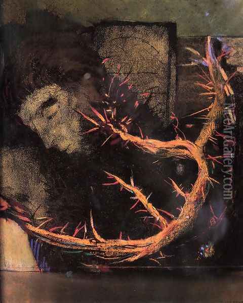 Christ With Red Thorns Oil Painting - Odilon Redon