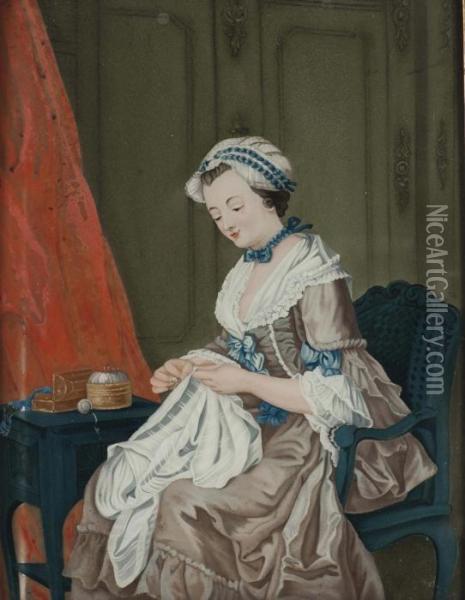 Couturiere Oil Painting - Jean-Baptiste-Simeon Chardin
