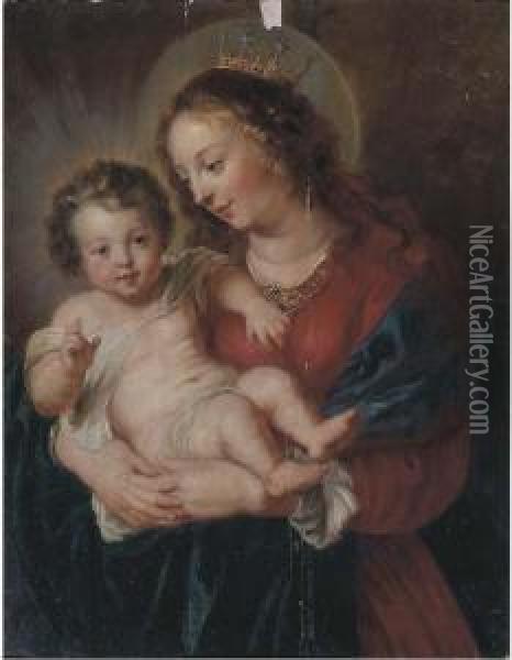 The Virgin And Child Oil Painting - Erasmus II Quellin (Quellinus)