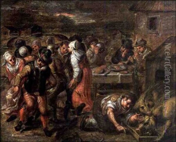 Scene De Kermesse Et Banquet Oil Painting - Pieter Balten