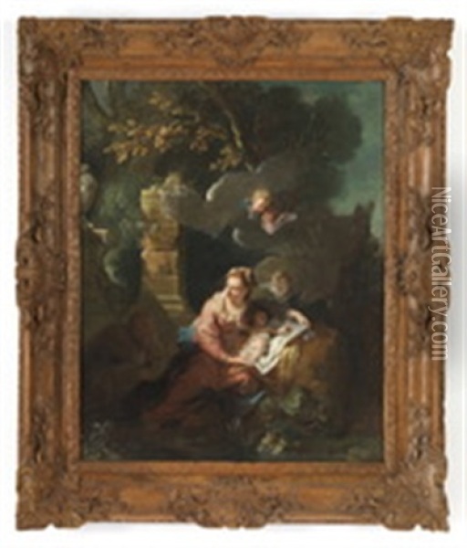 Die Heilige Familie In Ruinenlandschaft Oil Painting - Jean-Baptiste Oudry
