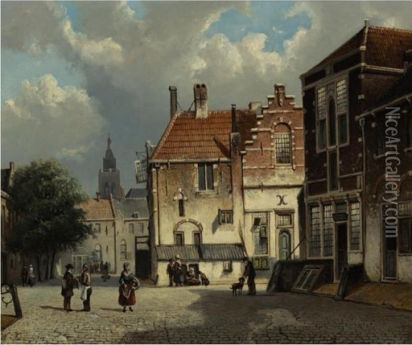 Town Square Oil Painting - Willem Koekkoek