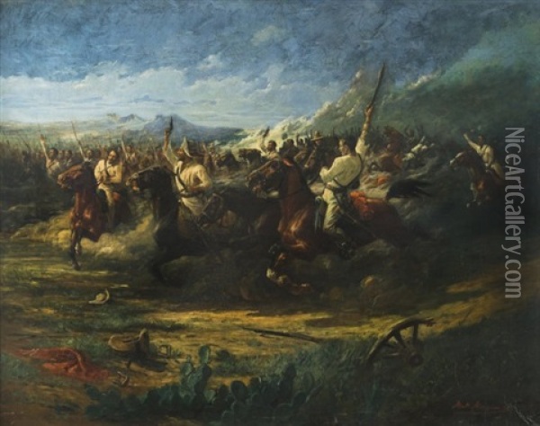 A Battle During The Cuban Wars Of Independence Oil Painting - Matthew Morgan
