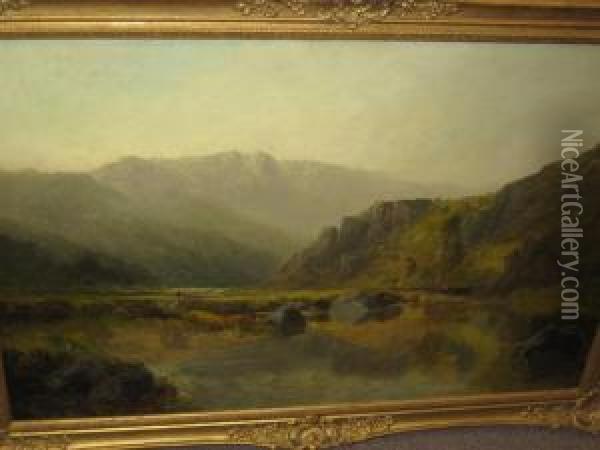 At The Head Of Loch Achray Oil Painting - Thomas Henry Gibb