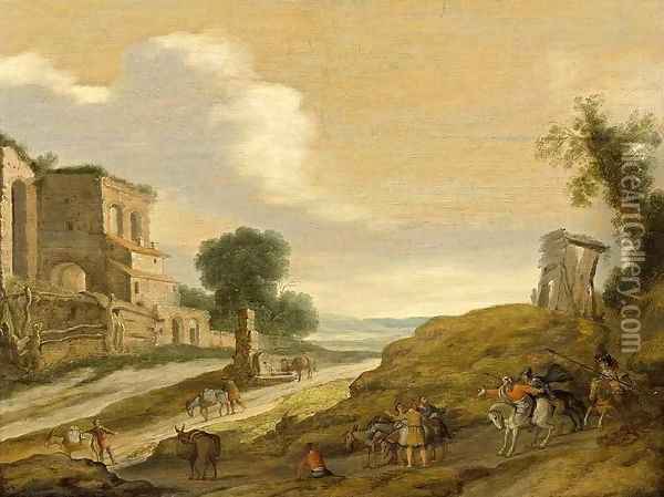 Joseph's Brothers on the Road from Egypt Oil Painting - Lambert Jacobsz or Jacobs