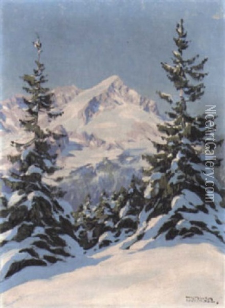 Wintertag In Den Dolomiten Oil Painting - Hans Maurus