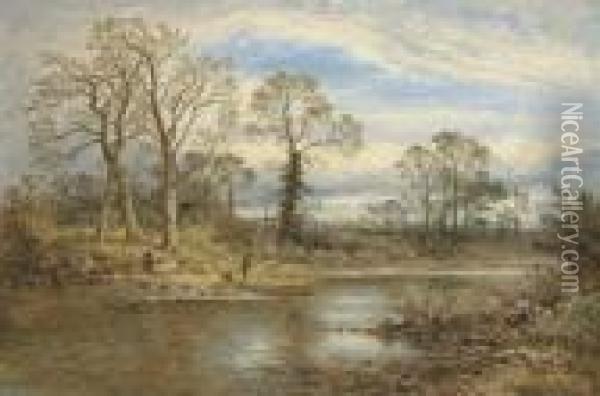 Late Autumn On An English River Oil Painting - Benjamin Williams Leader