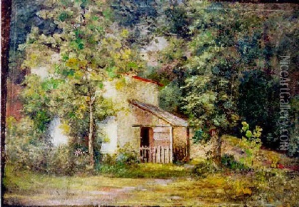 Wilderness Scene And Cabin Oil Painting - Childe Hassam
