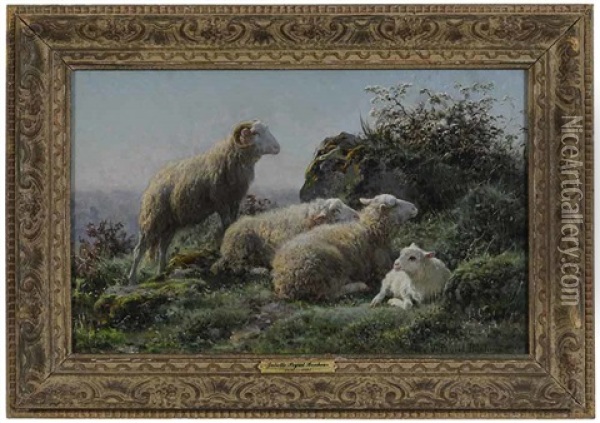 Sheep Resting On A Sunny Hillside Oil Painting - Juliette Peyrol Bonheur