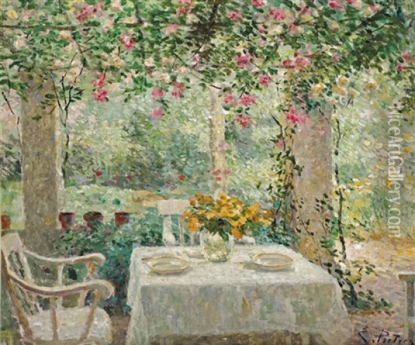 A Garden Terrace, Laren Oil Painting - Evert Pieters