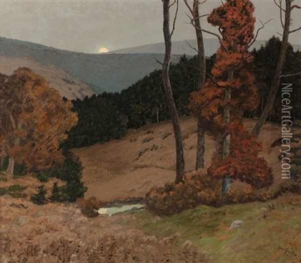 Autumn Moonrise Oil Painting - Ben Foster