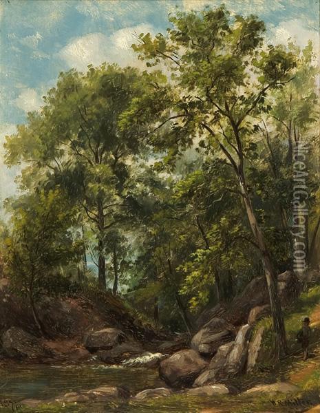 ''a Westchester Brook'' Oil Painting - William Rickarby Miller