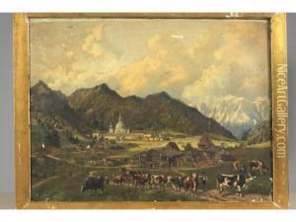 Vue Du Monastere D'ettal En Baviere Oil Painting - Ruppert Otto Von