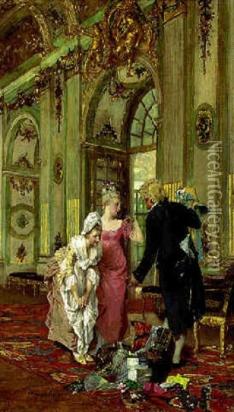 The Visiting Salesman Oil Painting - Augustin Caspar Geiger
