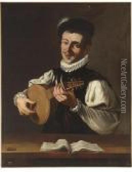 A Lute Player (the Sense Of Hearing) Oil Painting - Jusepe de Ribera