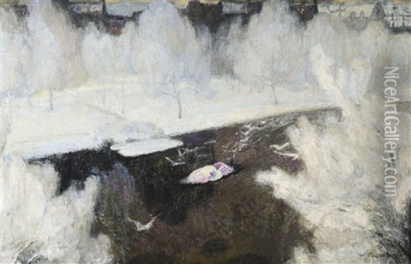 Le Jardin Givre (the Frozen Garden) (1915) Oil Painting - Frits Van Den Berghe