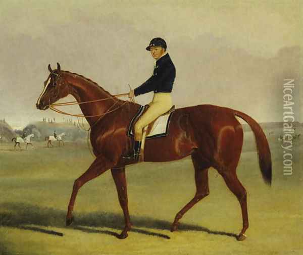 Preserve' with Flatman Up at Newmarket, 1835 Oil Painting - John Frederick Herring Snr
