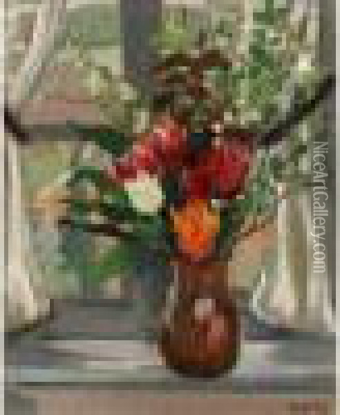 Vase De Fleurs Oil Painting - Roger Grillon