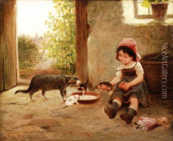 Playmates Oil Painting - Anton Dieffenbach