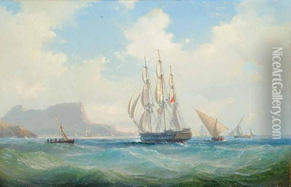 A Royal Navy Oil Painting - Vilhelm Melbye